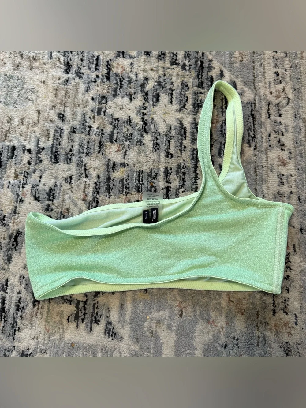 Triangl one shoulder swim suit Top Green shine Small